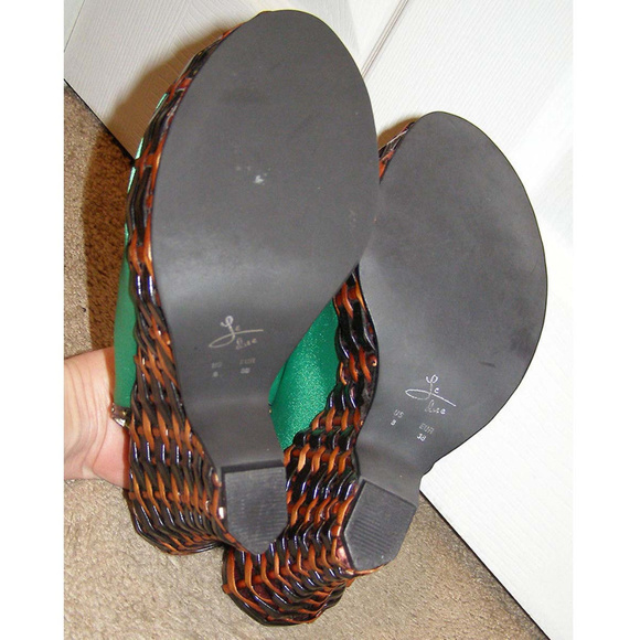 NEW Le Due by Due Farina Green Satin Laceup Wedge - Picture 4 of 8